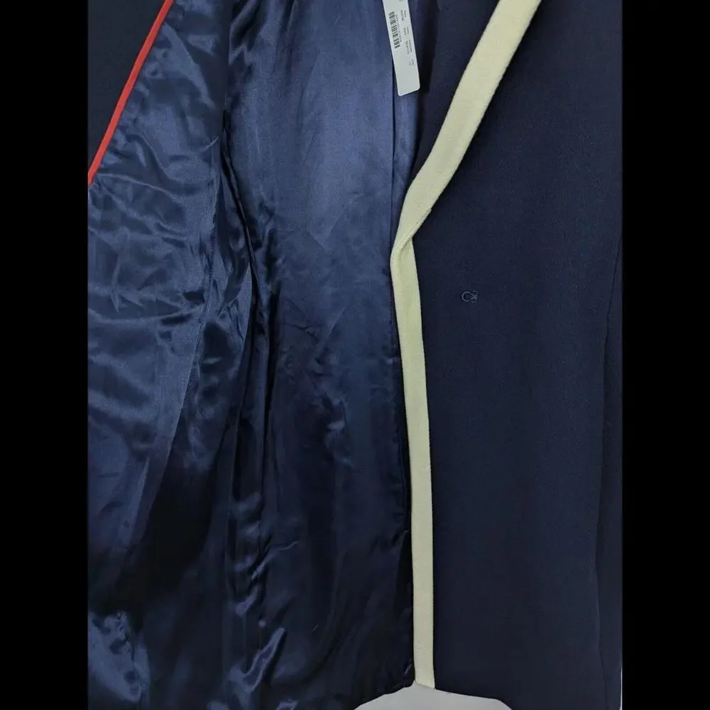 [SOLD] NWT J CREW Womens Sz 10 Tipped Topcoat Navy Blue Belted K0708 - Picture 8 of 9